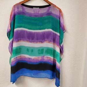 Calvin Klein Water Color Stripe Poncho Style Top